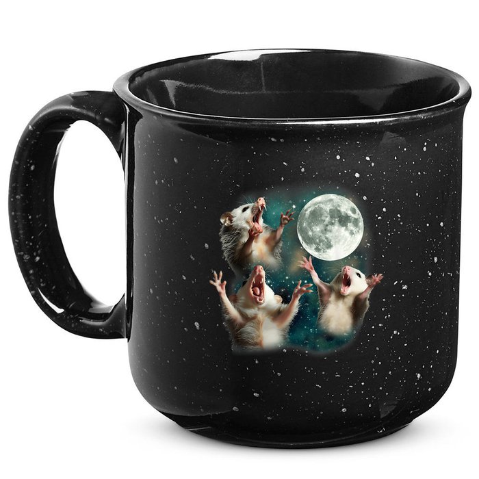 Three Possum Moon 3 Opossum Funny Weird Cursed Meme 15oz Campfire Ceramic Mug