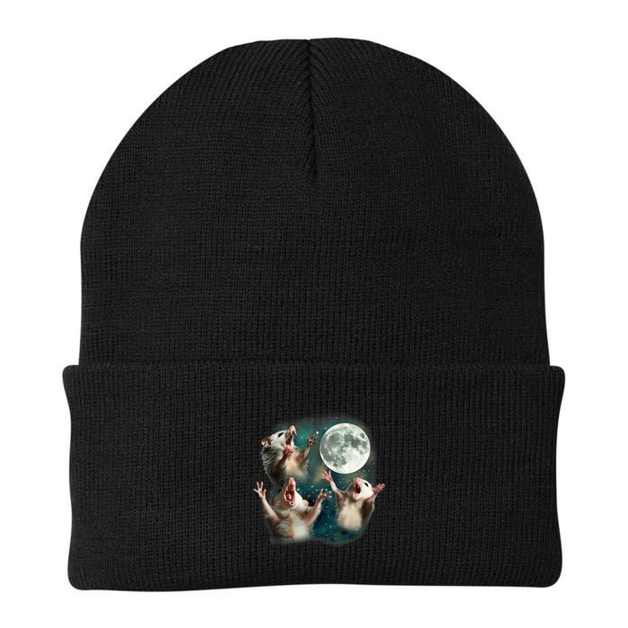 Three Possum Moon 3 Opossum Funny Weird Cursed Meme Beanie