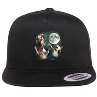 Three Possum Moon 3 Opossum Funny Weird Cursed Meme Flatbill Hat