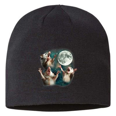Three Possum Moon 3 Opossum Funny Weird Cursed Meme Sustainable Beanie