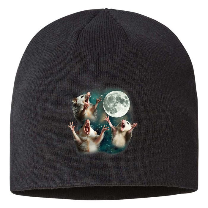 Three Possum Moon 3 Opossum Funny Weird Cursed Meme Sustainable Beanie