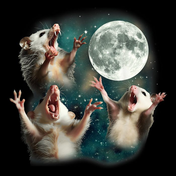 Three Possum Moon 3 Opossum Funny Weird Cursed Meme 16 in Basic Backpack