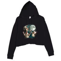 Three Possum Moon 3 Opossum Funny Weird Cursed Meme Crop Fleece Hoodie