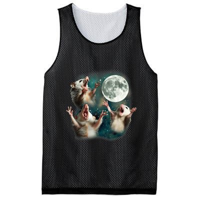 Three Possum Moon 3 Opossum Funny Weird Cursed Meme Mesh Reversible Basketball Jersey Tank