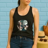 Three Possum Moon 3 Opossum Funny Weird Cursed Meme Womens Tank Top