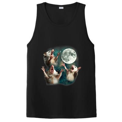 Three Possum Moon 3 Opossum Funny Weird Cursed Meme PosiCharge Competitor Tank