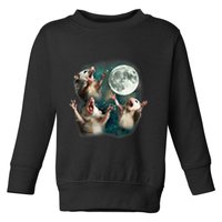 Three Possum Moon 3 Opossum Funny Weird Cursed Meme Toddler Sweatshirt