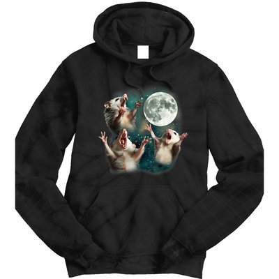 Three Possum Moon 3 Opossum Funny Weird Cursed Meme Tie Dye Hoodie