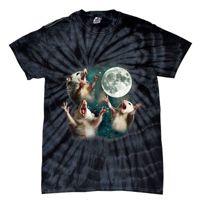 Three Possum Moon 3 Opossum Funny Weird Cursed Meme Tie-Dye T-Shirt