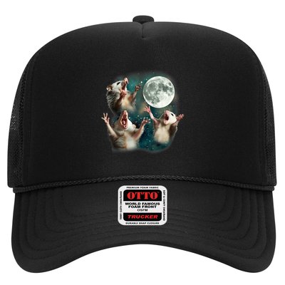 Three Possum Moon 3 Opossum Funny Weird Cursed Meme Trucker Hat