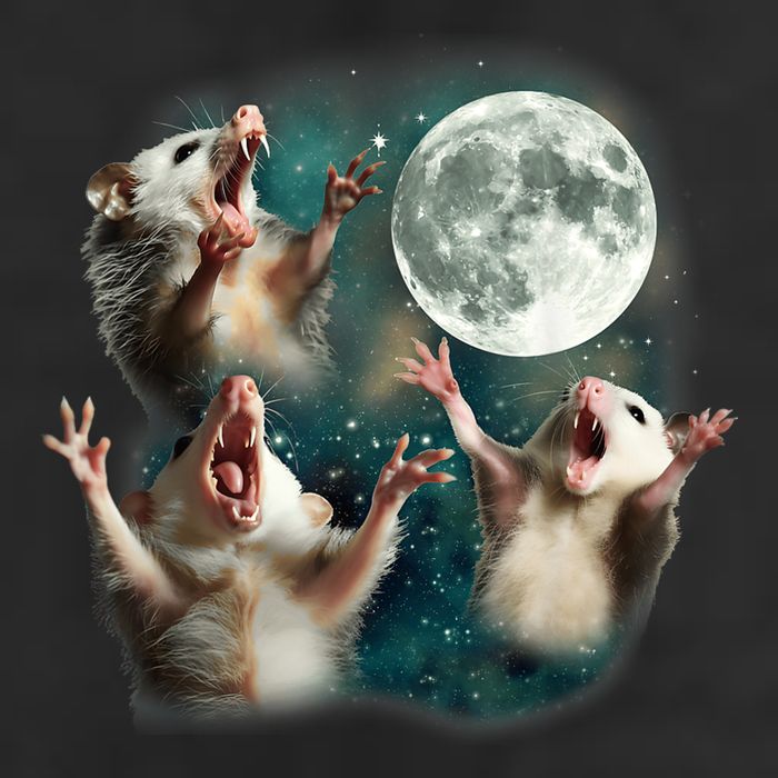 Three Possum Moon 3 Opossum Funny Weird Cursed Meme Trucker Hat