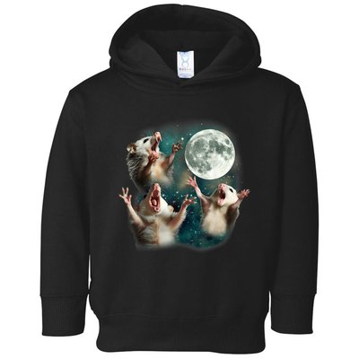 Three Possum Moon 3 Opossum Funny Weird Cursed Meme Toddler Hoodie