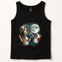 Three Possum Moon 3 Opossum Funny Weird Cursed Meme Tank Top