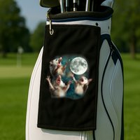 Three Possum Moon 3 Opossum Funny Weird Cursed Meme Golf Towel