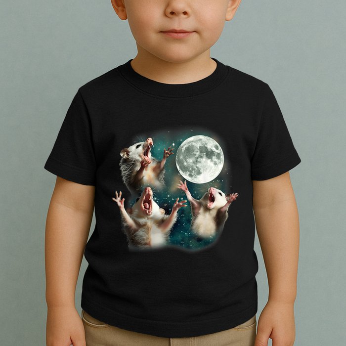 Three Possum Moon 3 Opossum Funny Weird Cursed Meme Toddler T-Shirt