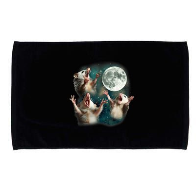 Three Possum Moon 3 Opossum Funny Weird Cursed Meme Microfiber Hand Towel