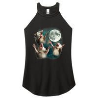 Three Possum Moon 3 Opossum Funny Weird Cursed Meme Women's Perfect Tri Rocker Tank