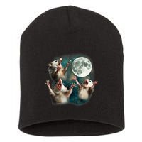 Three Possum Moon 3 Opossum Funny Weird Cursed Meme Short Acrylic Beanie