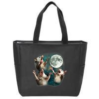 Three Possum Moon 3 Opossum Funny Weird Cursed Meme Zip Tote Bag
