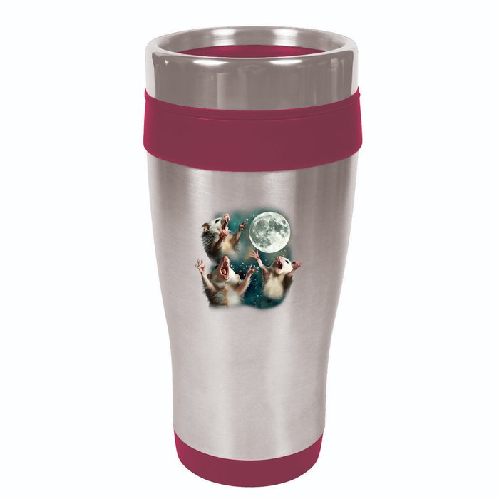 Three Possum Moon 3 Opossum Funny Weird Cursed Meme 16oz Travel Tumbler