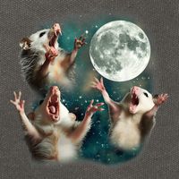 Three Possum Moon 3 Opossum Funny Weird Cursed Meme Cotton Canvas Backpack