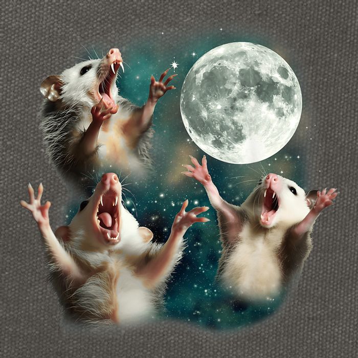 Three Possum Moon 3 Opossum Funny Weird Cursed Meme Cotton Canvas Backpack