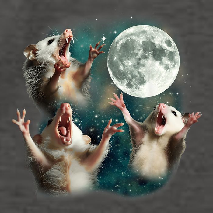 Three Possum Moon 3 Opossum Funny Weird Cursed Meme Vector Backpack