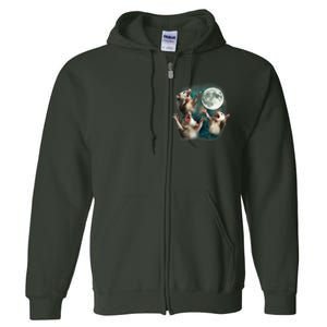 Three Possum Moon 3 Opossum Funny Weird Cursed Meme Full Zip Hoodie