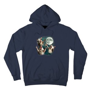 Three Possum Moon 3 Opossum Funny Weird Cursed Meme Hoodie