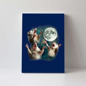 Three Possum Moon 3 Opossum Funny Weird Cursed Meme Canvas