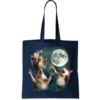 Three Possum Moon 3 Opossum Funny Weird Cursed Meme Tote Bag