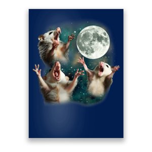 Three Possum Moon 3 Opossum Funny Weird Cursed Meme Poster