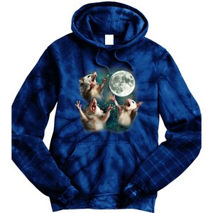 Three Possum Moon 3 Opossum Funny Weird Cursed Meme Tie Dye Hoodie