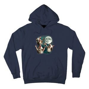 Three Possum Moon 3 Opossum Funny Weird Cursed Meme Tall Hoodie