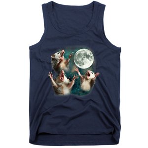 Three Possum Moon 3 Opossum Funny Weird Cursed Meme Tank Top