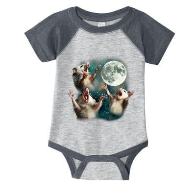 Three Possum Moon 3 Opossum Funny Weird Cursed Meme Infant Baby Jersey Bodysuit