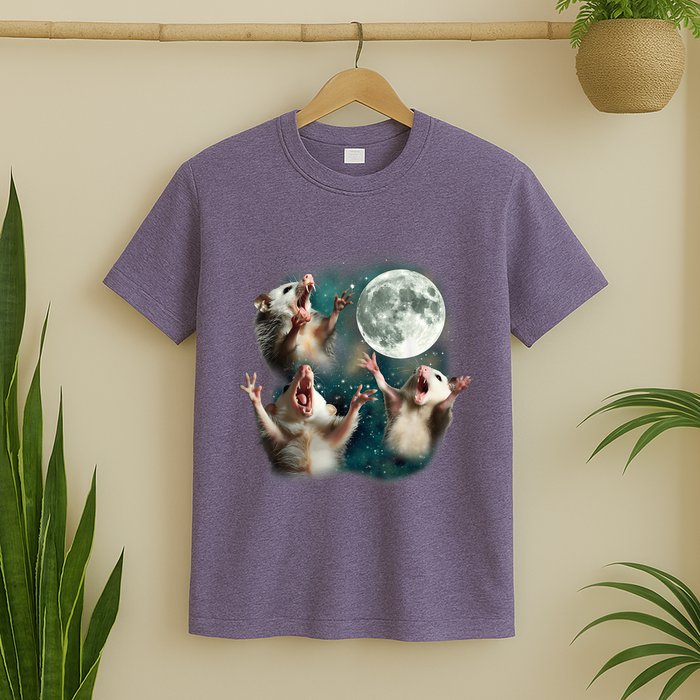 Three Possum Moon 3 Opossum Funny Weird Cursed Meme T-Shirt