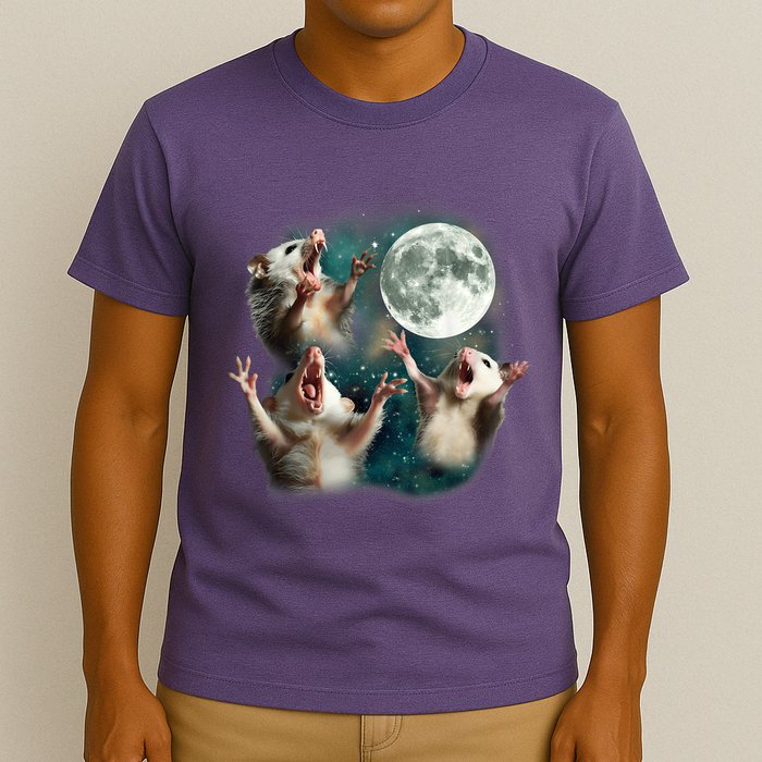Three Possum Moon 3 Opossum Funny Weird Cursed Meme T-Shirt