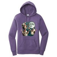 Three Possum Moon 3 Opossum Funny Weird Cursed Meme Women's Pullover Hoodie