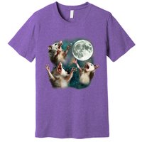 Three Possum Moon 3 Opossum Funny Weird Cursed Meme Premium T-Shirt