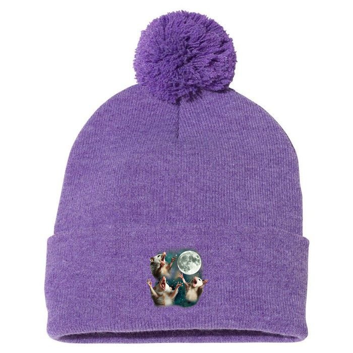 Three Possum Moon 3 Opossum Funny Weird Cursed Meme Pom Pom 12in Knit Beanie