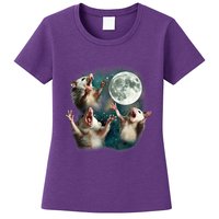 Three Possum Moon 3 Opossum Funny Weird Cursed Meme Womens T-Shirt