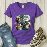 Three Possum Moon 3 Opossum Funny Weird Cursed Meme Womens T-Shirt