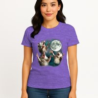 Three Possum Moon 3 Opossum Funny Weird Cursed Meme Womens T-Shirt