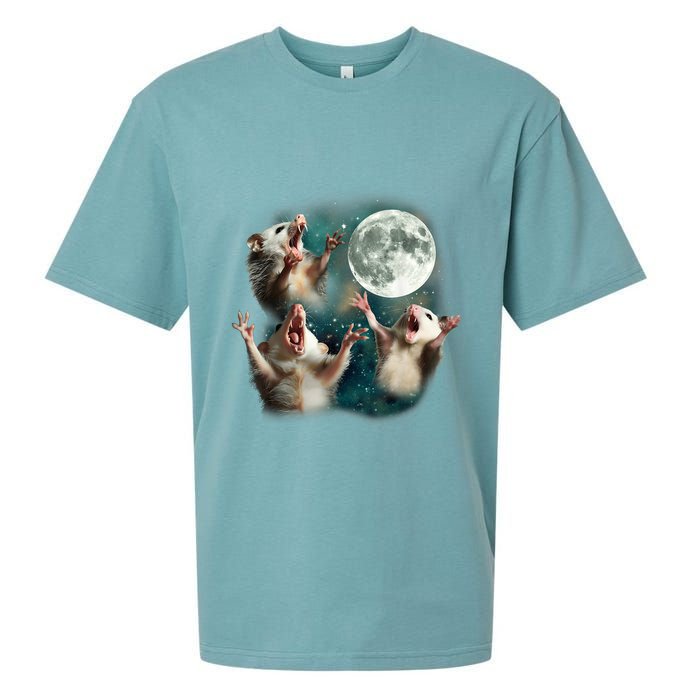 Three Possum Moon 3 Opossum Funny Weird Cursed Meme Sueded Cloud Jersey T-Shirt