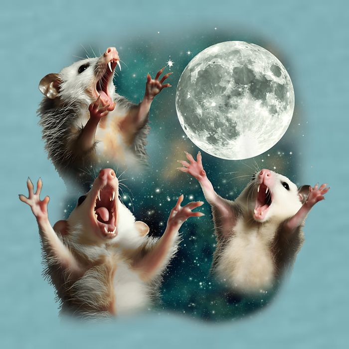 Three Possum Moon 3 Opossum Funny Weird Cursed Meme Sueded Cloud Jersey T-Shirt