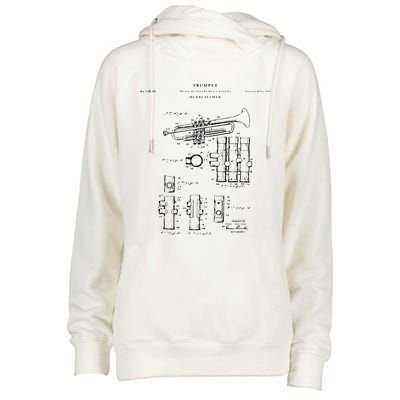 Trumpet Patent Music Womens Funnel Neck Pullover Hood