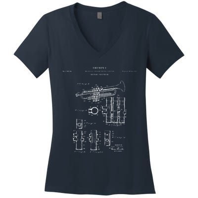 Trumpet Patent Music Women's V-Neck T-Shirt