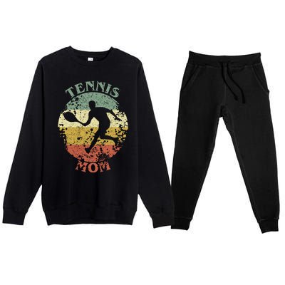 Tennis Player Mom Distressed Vintage Tennis Mama Gift Premium Crewneck Sweatsuit Set