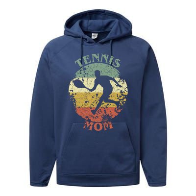 Tennis Player Mom Distressed Vintage Tennis Mama Gift Performance Fleece Hoodie